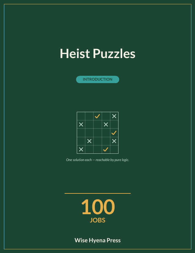 Front cover of Heist Puzzles: An Introduction · Heist Logic Puzzles