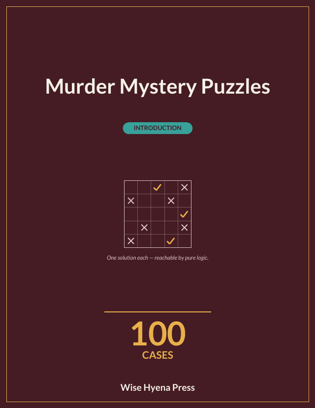 Front cover of Murder Mystery Puzzles: An Introduction · Whodunit Logic Puzzles